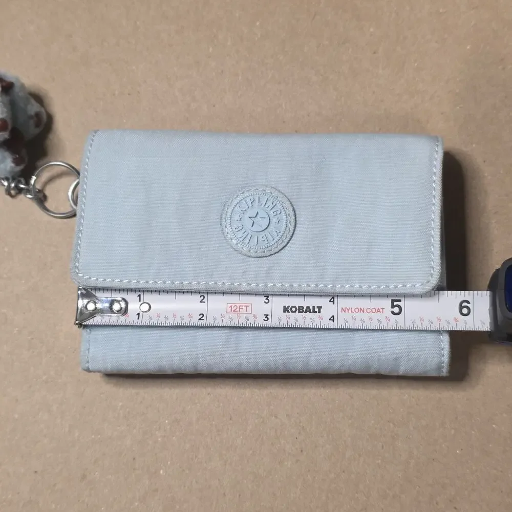 Kipling PIXI Snap Medium Trifold Wallet Organizer Bayside Blue Nylon w/Keychain